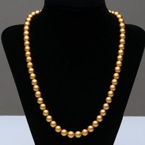 Golden Wood Bead Vintage Necklace